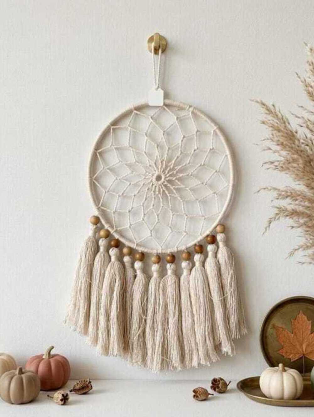 Handmade Boho 1970s Macramé Dreamcatcher Wall Hanging